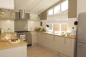 Lodge kitchen at White Cross Bay Holiday Park – Lake District