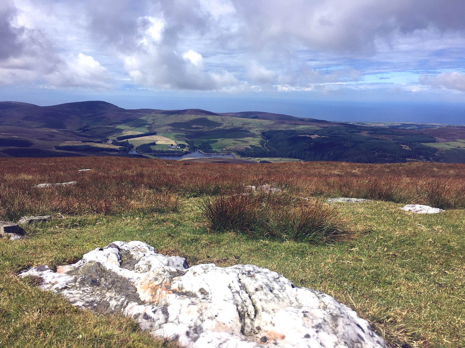 Moorland and sea from 2,036 feet. Isle of Man.