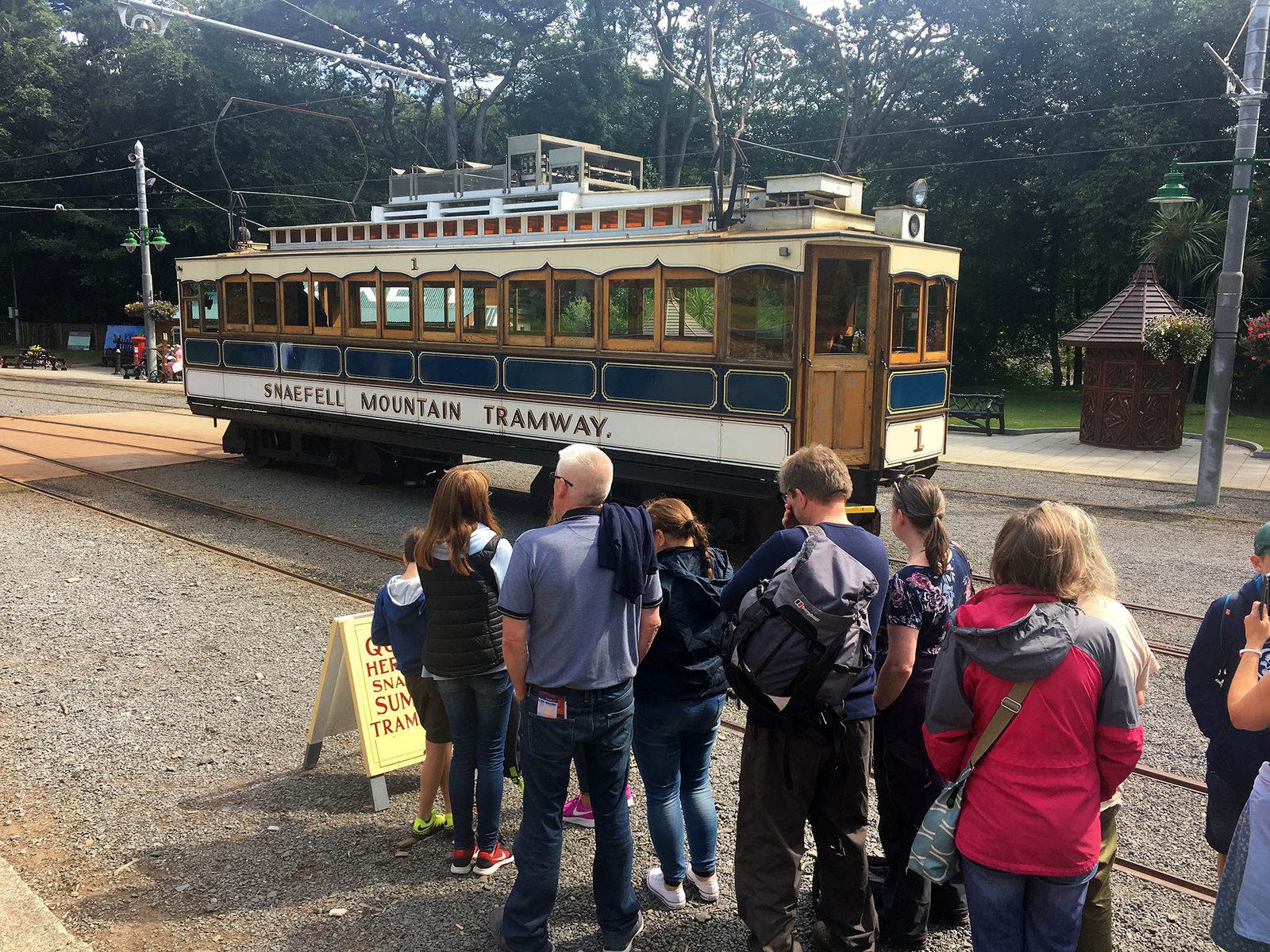 All aboard at Laxey for the roof of the Isle of Man